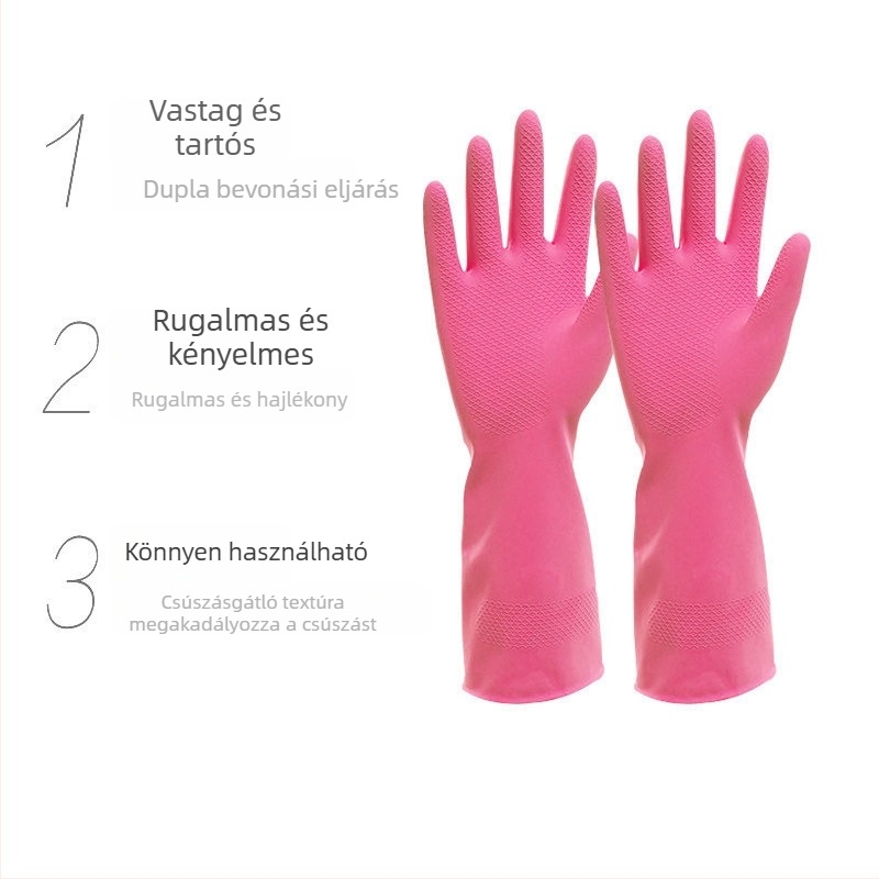 Konyhai latex kesztyű velúr bélésével, téli időszakra – zöldségek mosására és edények mosogatására