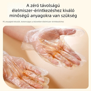 100 darabos egyszer használatos PE műanyag kesztyűk, átlátszó, univerzális méret, otthoni és kereskedelmi használatra