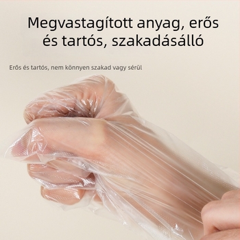 100 darabos egyszer használatos PE műanyag kesztyűk, átlátszó, univerzális méret, otthoni és kereskedelmi használatra