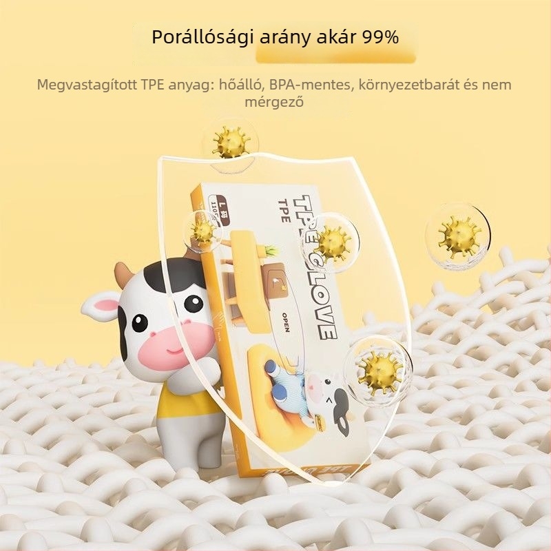 Egyszer használatos TPE kesztyűk, vastagított, élelmiszer-minőségű, cateringhez, olajálló, dobozos kiszerelésben, általános háztartási kesztyűk