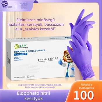 Lila nitril egyszer használatos konyhai kesztyű, olajálló, élelmiszer-biztonsági minőségű