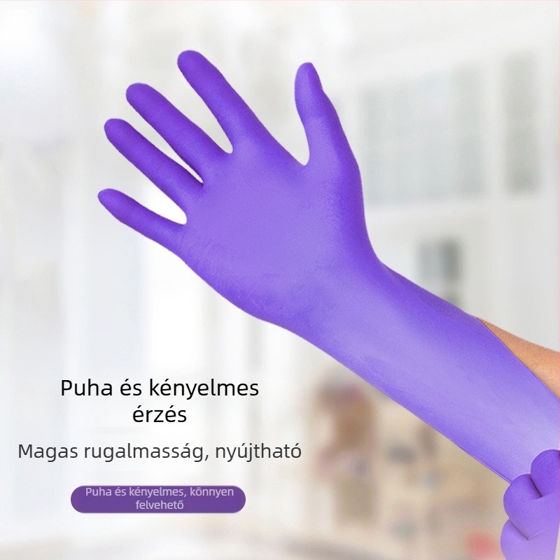 Lila nitril egyszer használatos konyhai kesztyű, olajálló, élelmiszer-biztonsági minőségű