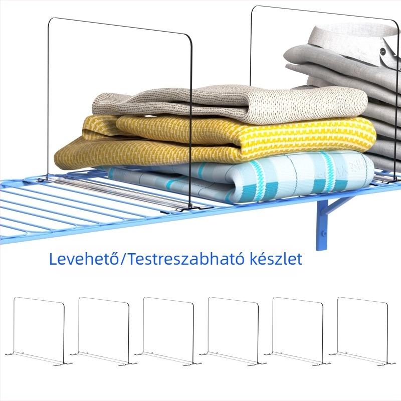 Kivehető gardrób tárolókosár belső elválasztóval és acél huzal klipekkel