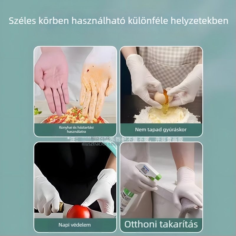 Latex egyszer használatos kesztyűk, vastagított és tartós, cateringhez, élelmiszer-kezeléshez és mosogatáshoz