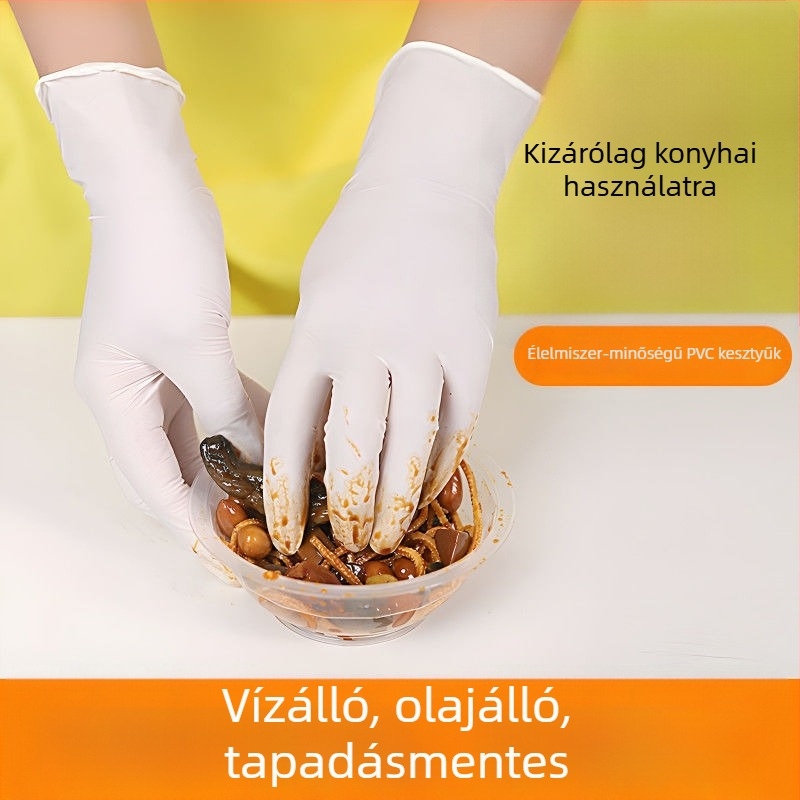 Latex egyszer használatos kesztyűk, vastagított és tartós, cateringhez, élelmiszer-kezeléshez és mosogatáshoz