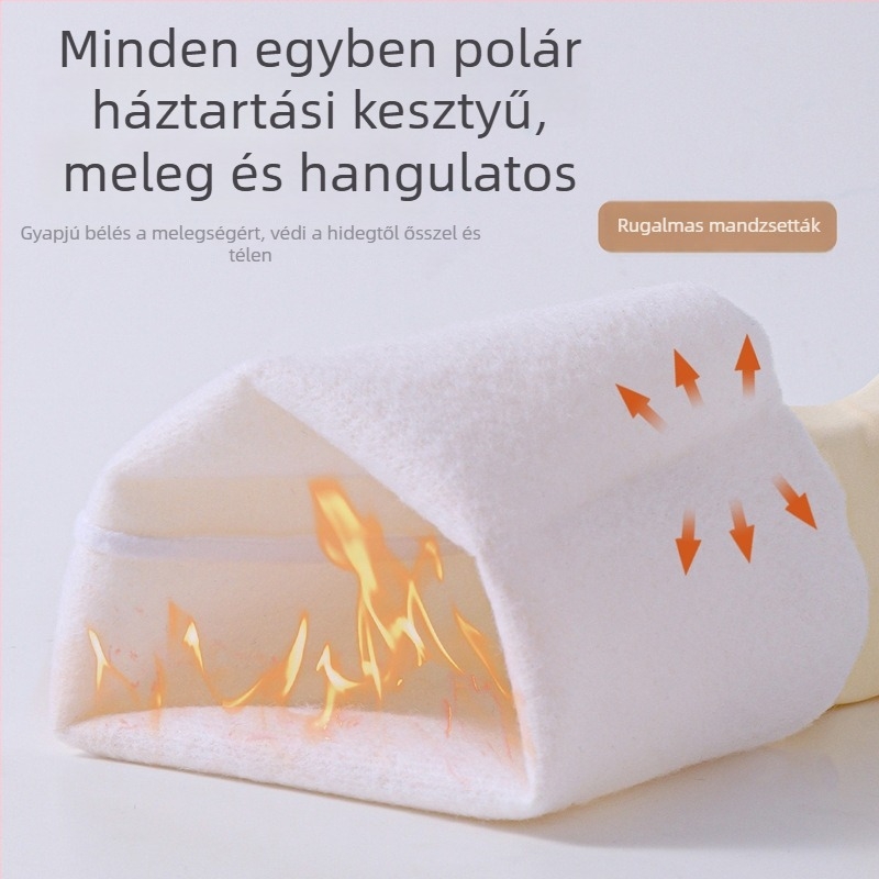 Egyszínű PVC kesztyű fleece béléssel, mosogatáshoz és háztartási tisztításhoz, téli vízálló kesztyű