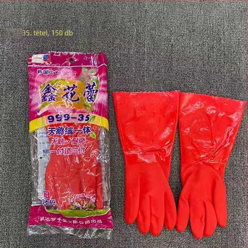 PVC kesztyű fleece béléssel háztartási feladatokra, hosszú kesztyű