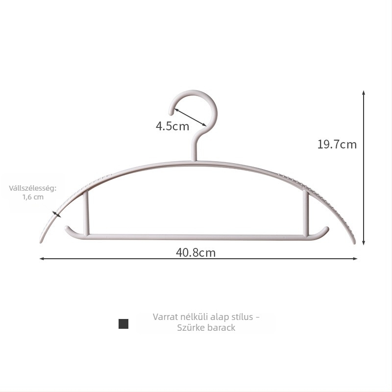 Műanyag ruhafogas, anti-slip, széles vállú, többfunkciós