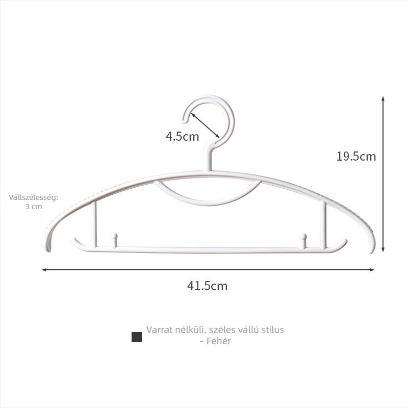 Műanyag ruhafogas, anti-slip, széles vállú, többfunkciós