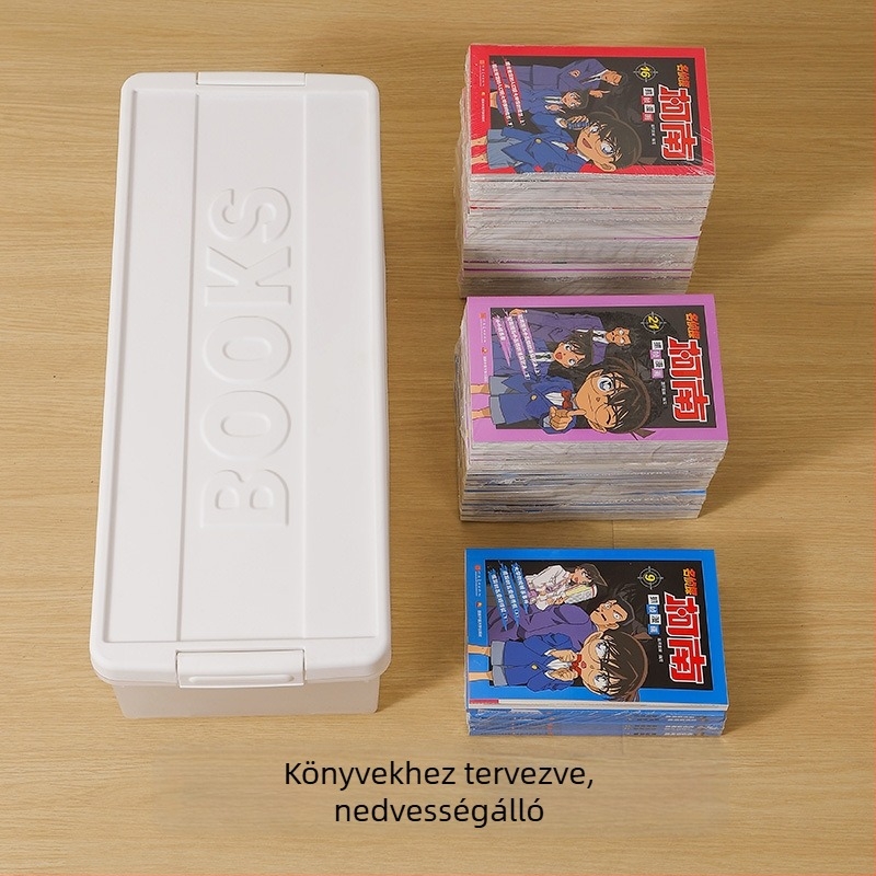 Fedéllel ellátott könyves tároló doboz – állítható, szekrény-stílusú rendező könyveknek, nassolnivalók és játékok számára