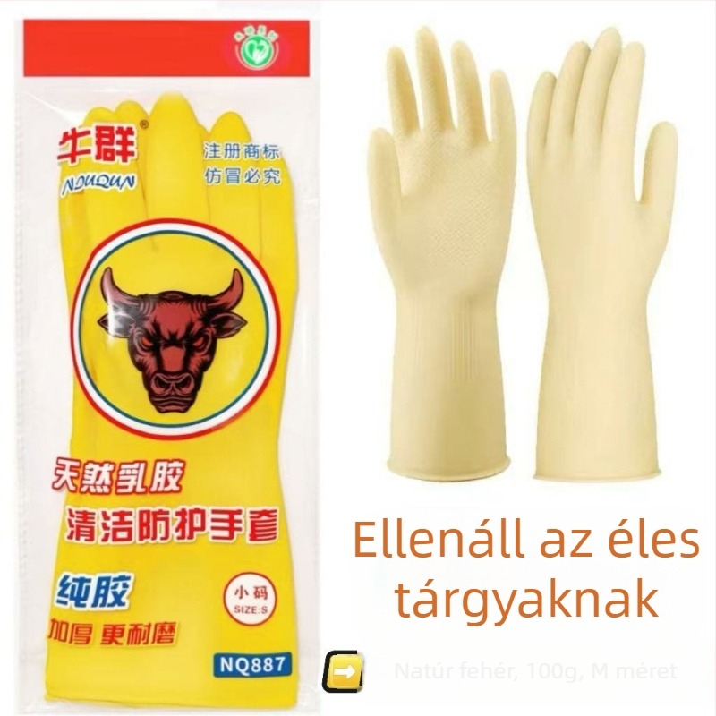 Fleece-béléses vastag latex kesztyű, olaj- és szennyeződésálló, mosogatáshoz és háztartási feladatokhoz téli használatra