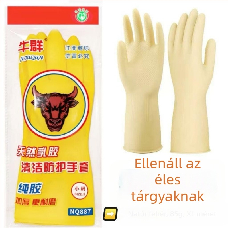 Fleece-béléses vastag latex kesztyű, olaj- és szennyeződésálló, mosogatáshoz és háztartási feladatokhoz téli használatra