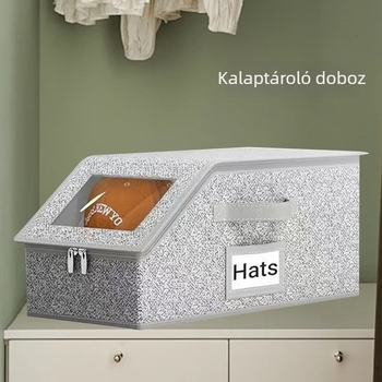 Összecsukható kalaptároló doboz átlátszó ablakkal és cipzárral, nagy kapacitás