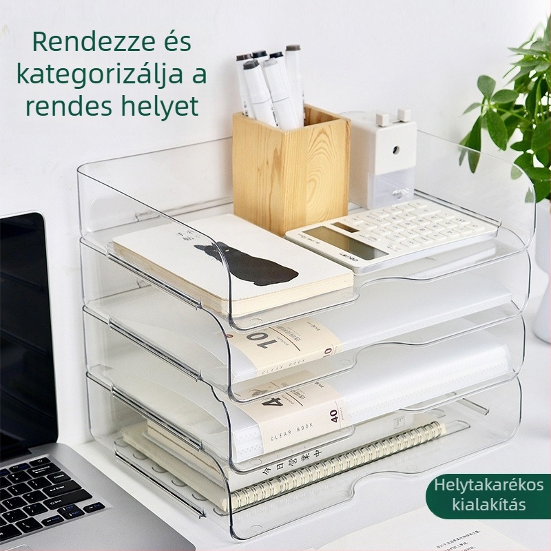 A4-es papírtároló doboz – Többszintes, egymásra tehető asztali rendező otthonra és irodába