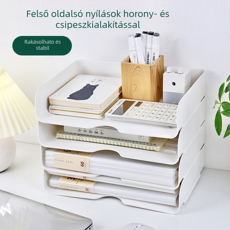 A4-es papírtároló doboz – Többszintes, egymásra tehető asztali rendező otthonra és irodába