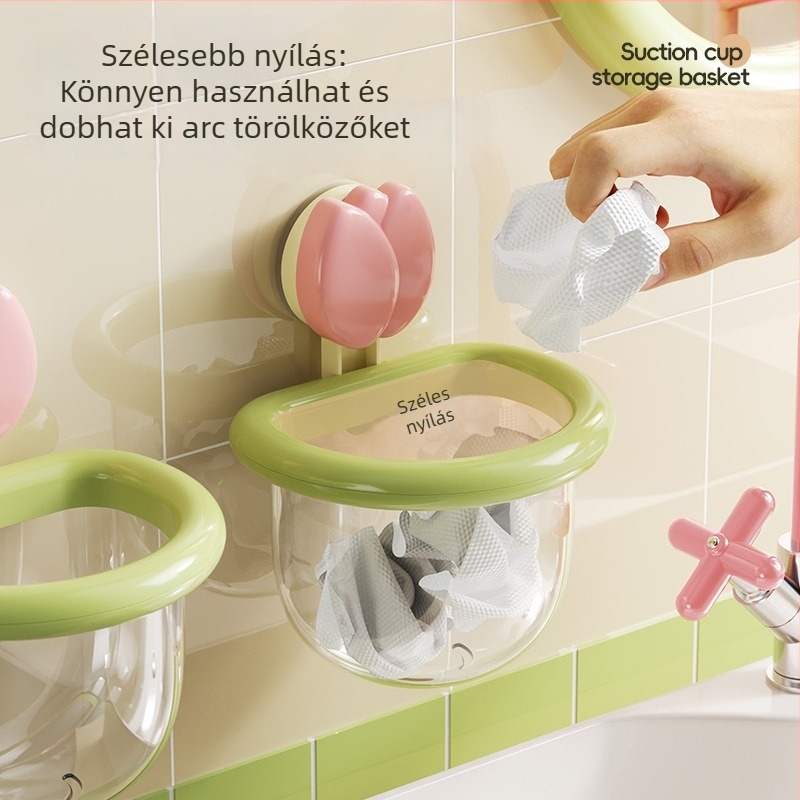 YX2268 Falra szerelhető szívókorongos tároló konyhához és fürdőszobához, fúrás nélkül, ABS műanyag, lefolyó polc
