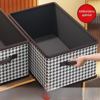 Houndstooth szövetes tároló doboz ruhákhoz, gardróbba és nadrágokhoz, nagy kapacitású otthoni tároló