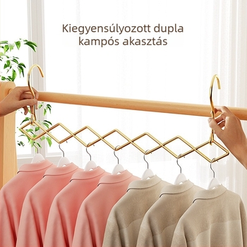Rozsdamentes acélból készített, multifunkcionális összecsukható vállfa, 7 lyukas gardrób- és tárolórendszer