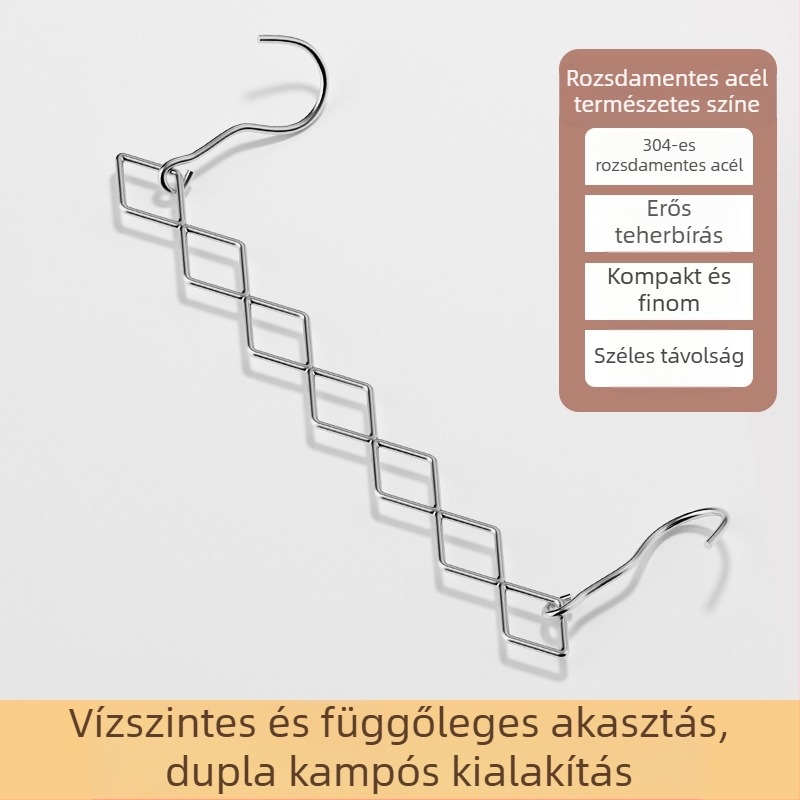 Rozsdamentes acélból készített, multifunkcionális összecsukható vállfa, 7 lyukas gardrób- és tárolórendszer
