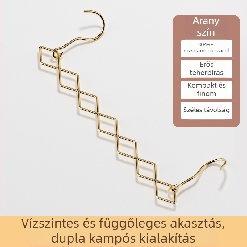 Rozsdamentes acélból készített, multifunkcionális összecsukható vállfa, 7 lyukas gardrób- és tárolórendszer