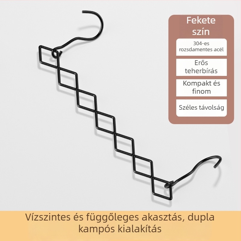 Rozsdamentes acélból készített, multifunkcionális összecsukható vállfa, 7 lyukas gardrób- és tárolórendszer