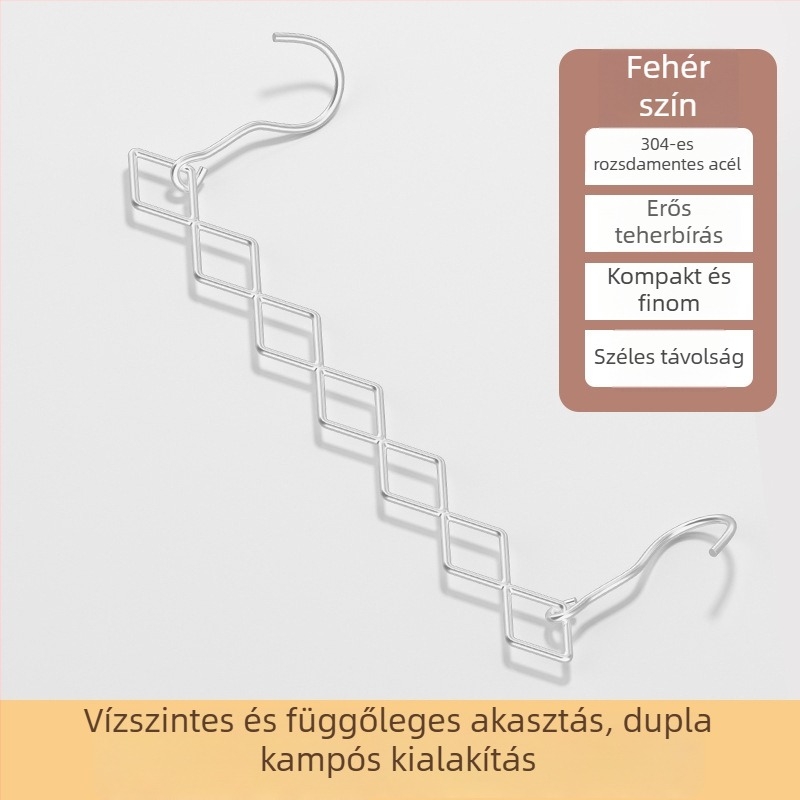 Rozsdamentes acélból készített, multifunkcionális összecsukható vállfa, 7 lyukas gardrób- és tárolórendszer