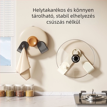 Fali tartó szívókorongokkal fedők és vágódeszkák számára, multifunkcionális konyhai szervező, fúrás nélküli szerelés