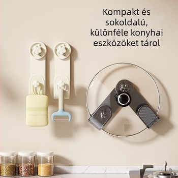 Fali tartó szívókorongokkal fedők és vágódeszkák számára, multifunkcionális konyhai szervező, fúrás nélküli szerelés