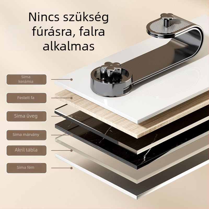Fali tartó szívókorongokkal fedők és vágódeszkák számára, multifunkcionális konyhai szervező, fúrás nélküli szerelés