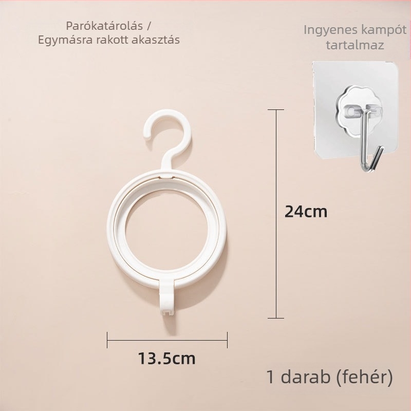 Körkörös, multifunkcionális kalap- és sál tároló fogas, falra szerelés fúrás nélkül