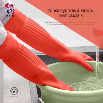 Hosszú latex védőkesztyűk tisztításra és háztartási feladatokhoz – vastag, tartós, mosáshoz, mosogatáshoz és a konyhába