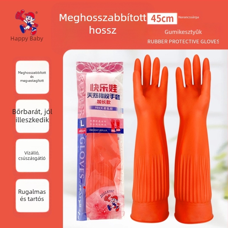 Hosszú latex védőkesztyűk tisztításra és háztartási feladatokhoz – vastag, tartós, mosáshoz, mosogatáshoz és a konyhába