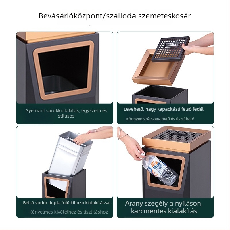 Állványos hamutartó és kültéri rozsdamentes acél szemetes, kereskedelmi használatra