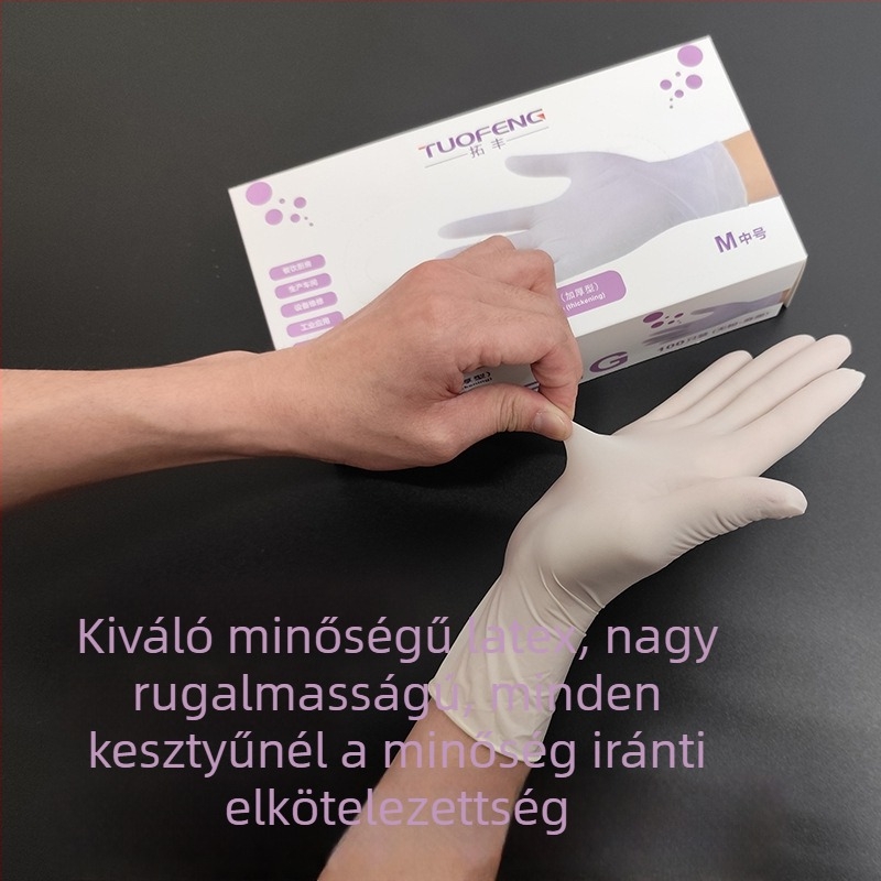 Tuofeng 9 hüvelykes egyszer használatos latex- és nitril-kesztyűk, vastagított, vízálló, konyhai mosogatáshoz