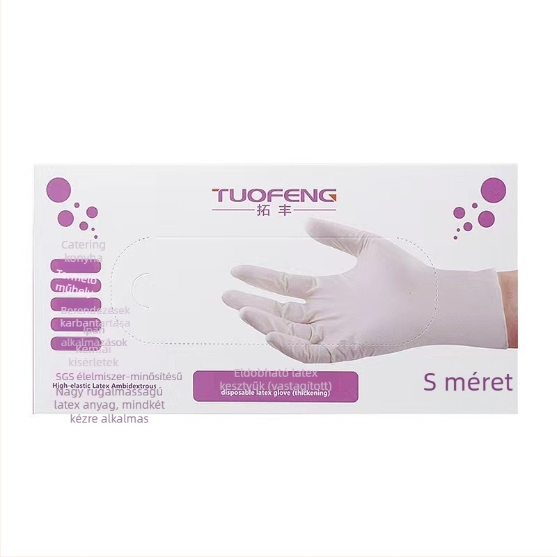 Tuofeng 9 hüvelykes egyszer használatos latex- és nitril-kesztyűk, vastagított, vízálló, konyhai mosogatáshoz
