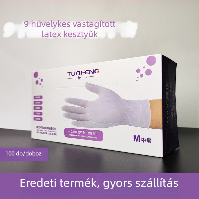 Tuofeng 9 hüvelykes egyszer használatos latex- és nitril-kesztyűk, vastagított, vízálló, konyhai mosogatáshoz