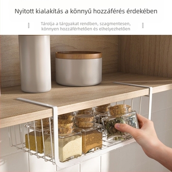 Megerősített konyhai felakasztható kosár az alsó szekrény alatt, rekeszes tároló, egy szintű, ideális kollégiumi és konyhai rendezéshez