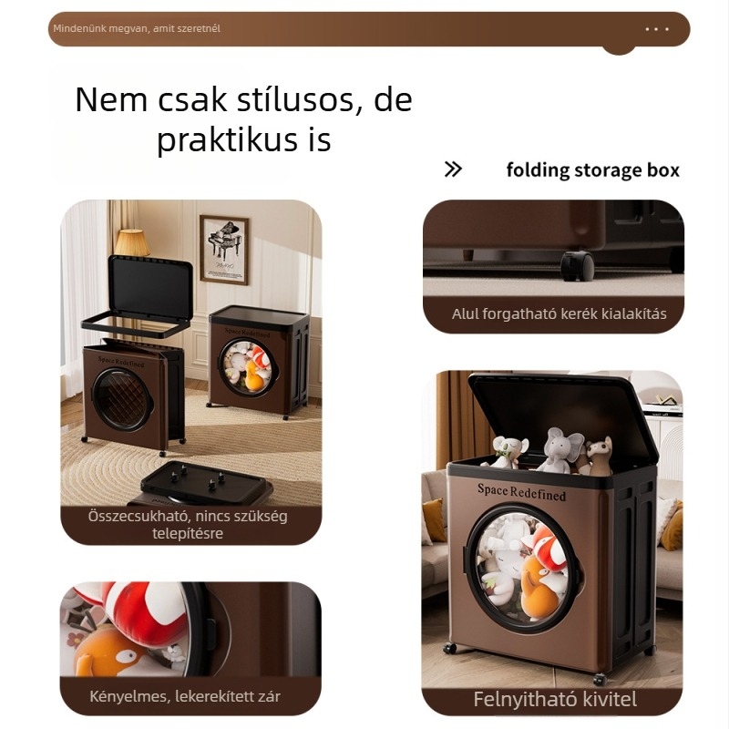 Nagy kapacitású összecsukható tároló doboz felnyitható fedéllel, ruhákhoz, játékokhoz és takarókhoz.