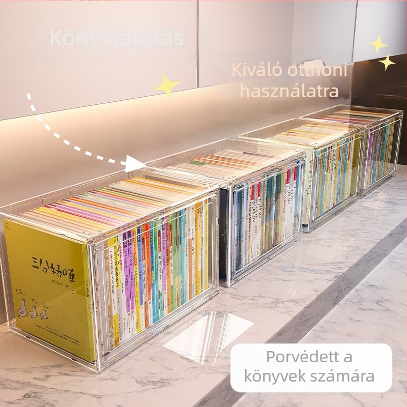Átlátszó, nagy kapacitású könyv tároló doboz diákoknak – iskolai osztályterembe és otthonba.