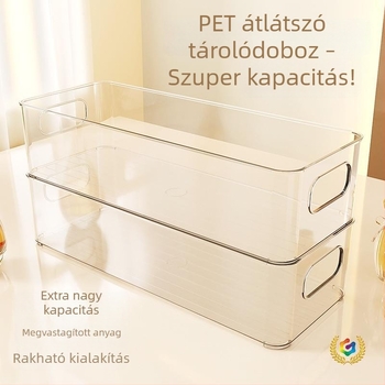 Stackelhető átlátszó asztali tároló doboz, nagy kapacitású kozmetikai rendező, sokfunkciós PET műanyag tároló