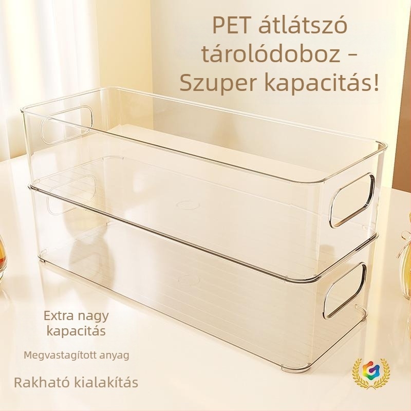 Stackelhető átlátszó asztali tároló doboz, nagy kapacitású kozmetikai rendező, sokfunkciós PET műanyag tároló