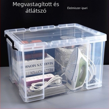 Áttetsző műanyag tároló doboz, vastagított kivitel, nagy kapacitás, téglalap alakú élekkel