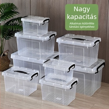 Átlátszó, nagy kapacitású, többfunkciós háztartási tároló doboz – műanyag, játékok, ruhák és könyvek számára
