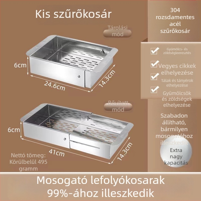 304 rozsdamentes acél lehúzható szárítópolc mosogatóhoz