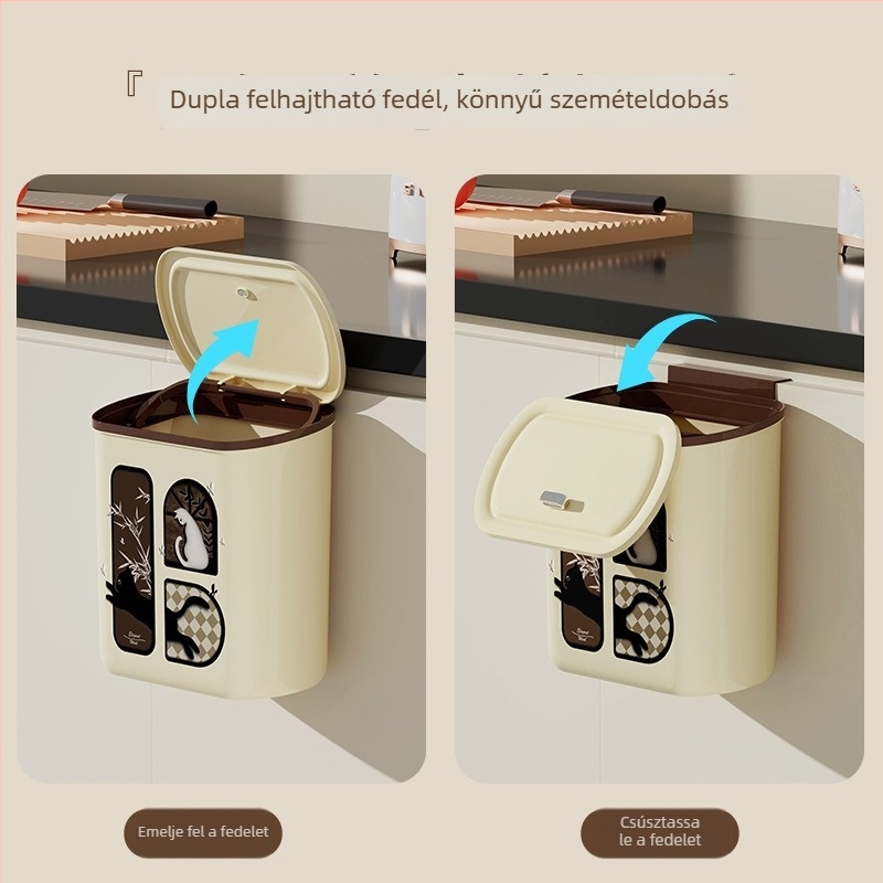 Fali szemetes retro stílusban, otthoni luxus dizájn, 9L-es konyhai hulladéktároló, könnyű hozzáférés