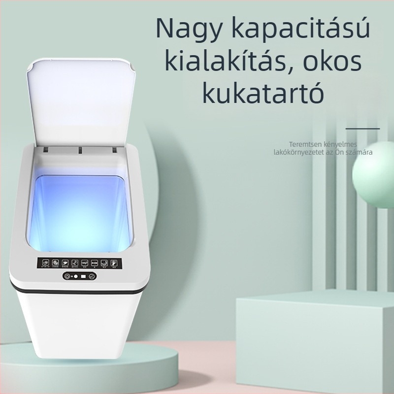Szenzoros konyhai szemetes, négyszögletes, 35 L, fedéllel
