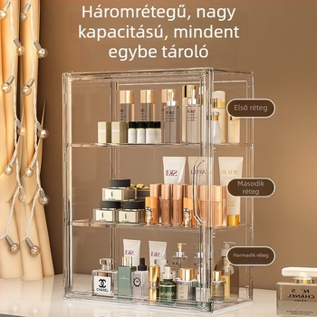 Átlátszó kozmetikai tároló doboz asztali használatra, nagy kapacitás, otthoni felhasználás, bőrápolási termékek rendezője