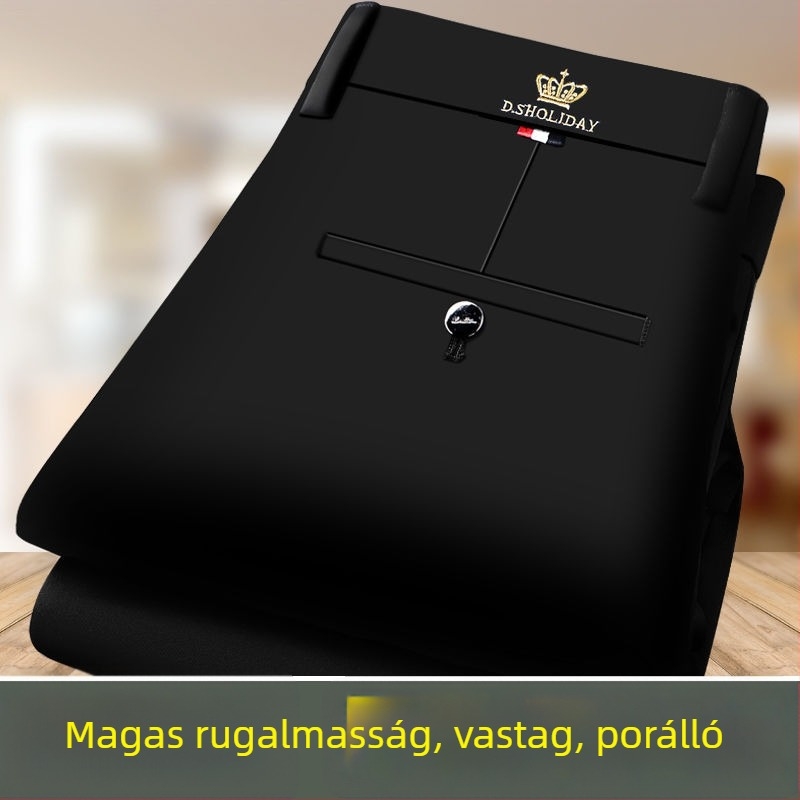 Férfi nadrág tavasz-ősz, vasalásmentes, magas rugalmasságú, egyenes szabás, lazább fazon, üzleti-casual nadrág