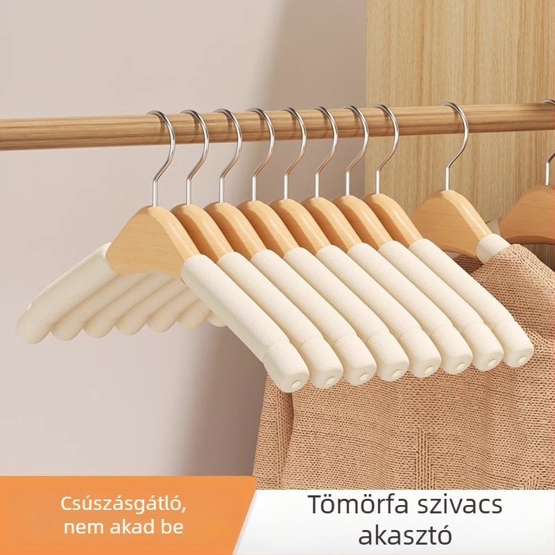 Szilárdfa ruhatartó csúszásmentes habos bevonattal, modern egyszerű stílus, ingek, nadrágok és nyakkendők számára