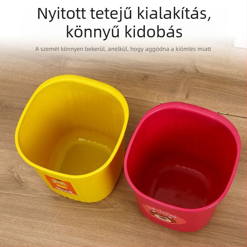Háztartási négyszögletes műanyag szemetes, fedél nélkül, 5 L, megerősített dizájn